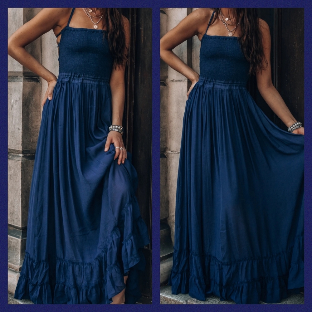 Celestial Maxi Dress Strappy Tank Boho Maxi Dress "Southern Alternative" (L)